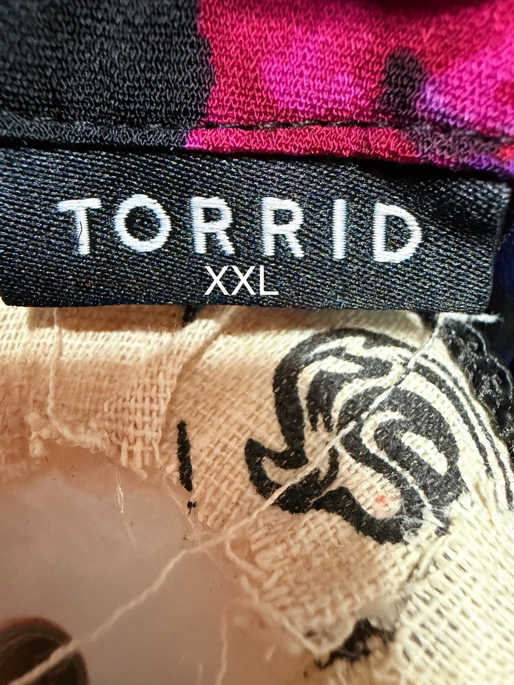 torrid Black Floral V-Neck Top with Pink & Blue Flowers - Picture 2 of 3